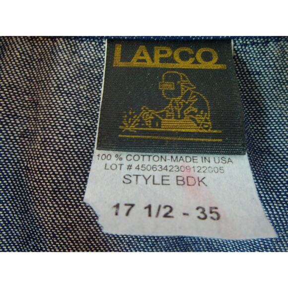 LAPCO Shirt Shacket Men's Large Vintage 90s Pearl Snap Duck Canvas USA Sz‎ 17.5 - Picture 3 of 9